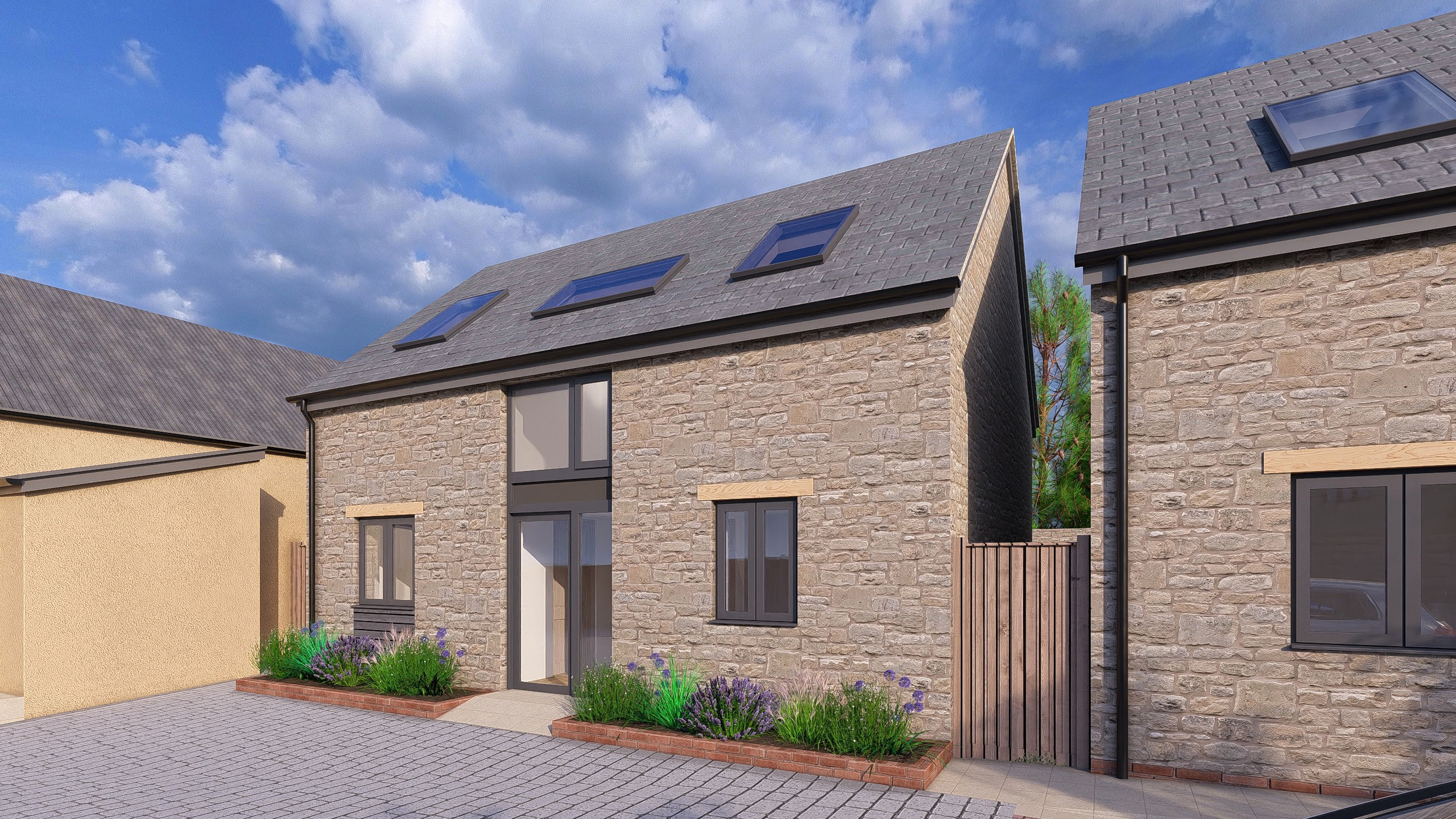 CGI Rendering of two detached houses from another angle